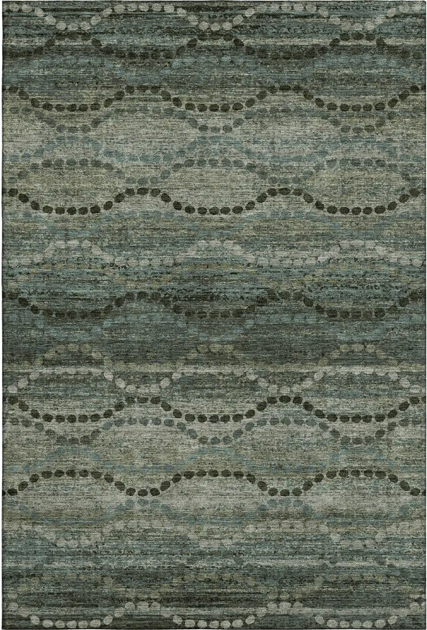 Sage And Gray Abstract Geometric Washable Area Rug With UV Protection Photo 1