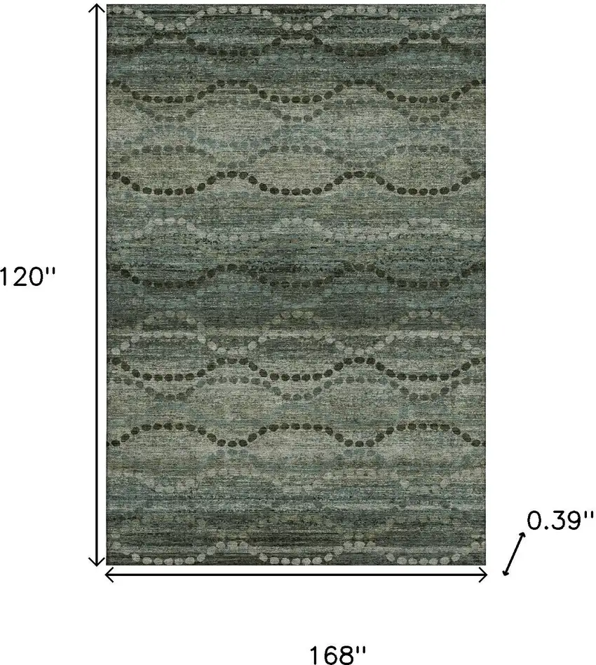 Sage And Gray Abstract Geometric Washable Area Rug With UV Protection Photo 8