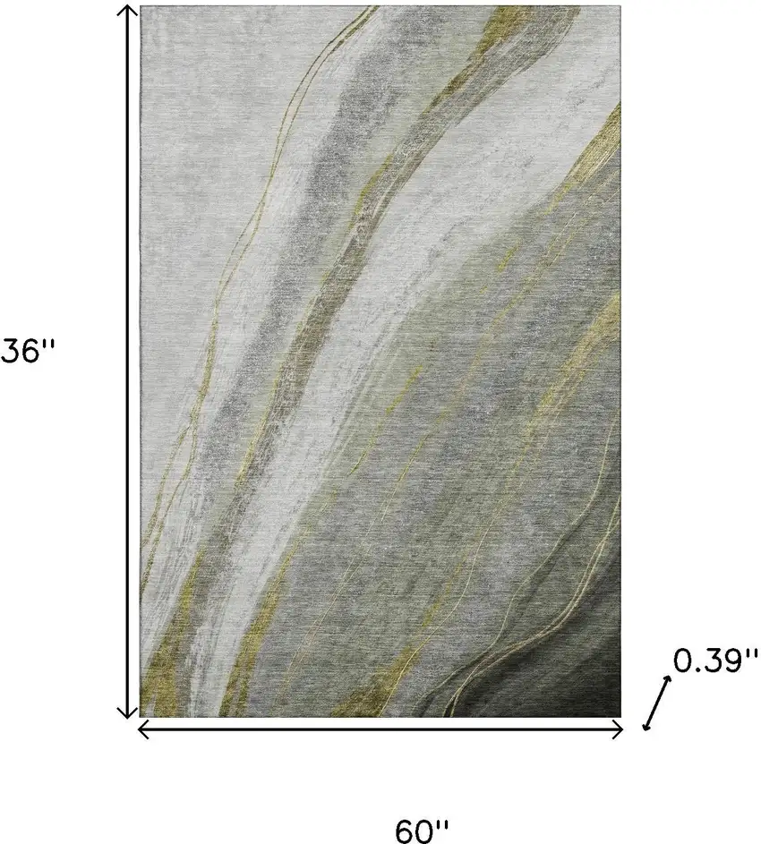 Sage And Gray Abstract Washable Area Rug With UV Protection Photo 9