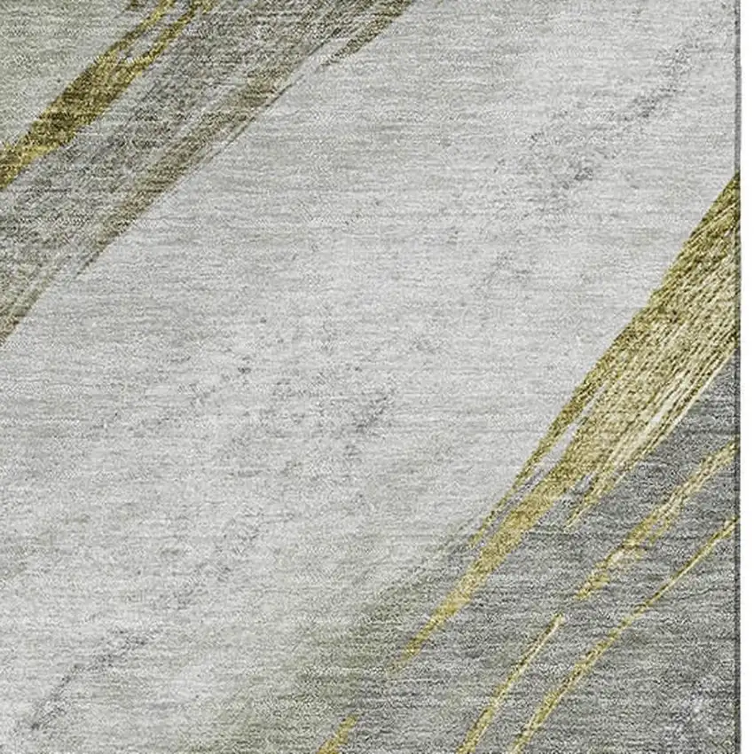 Sage And Gray Abstract Washable Area Rug With UV Protection Photo 3