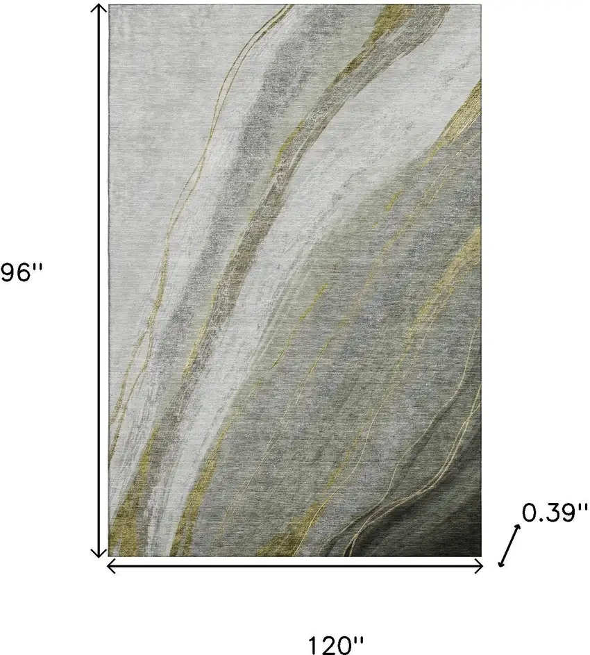 Sage And Gray Abstract Washable Area Rug With UV Protection Photo 9