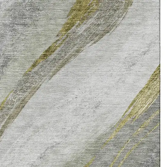 Sage And Gray Abstract Washable Area Rug With UV Protection Photo 3