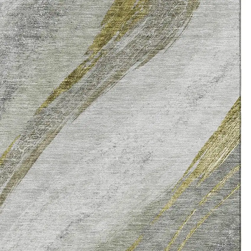 Sage And Gray Abstract Washable Area Rug With UV Protection Photo 3