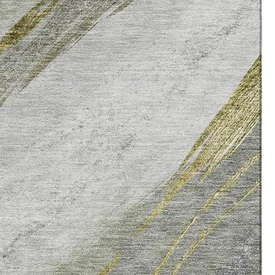 Sage And Gray Abstract Washable Area Rug With UV Protection Photo 3