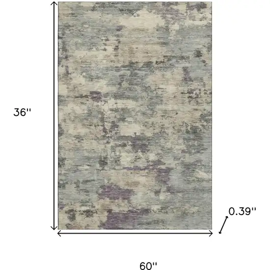 Sage And Gray Abstract Washable Area Rug With UV Protection Photo 9
