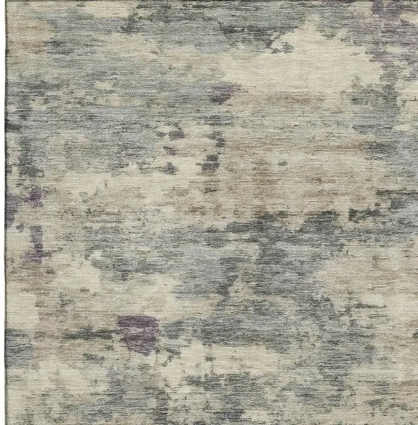 Sage And Gray Abstract Washable Area Rug With UV Protection Photo 3