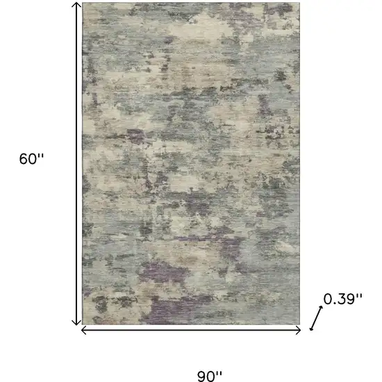 Sage And Gray Abstract Washable Area Rug With UV Protection Photo 9