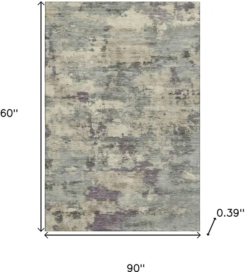 Sage And Gray Abstract Washable Area Rug With UV Protection Photo 9