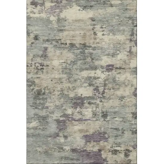 Sage And Gray Abstract Washable Area Rug With UV Protection Photo 4