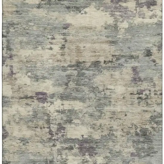 Sage And Gray Abstract Washable Area Rug With UV Protection Photo 3