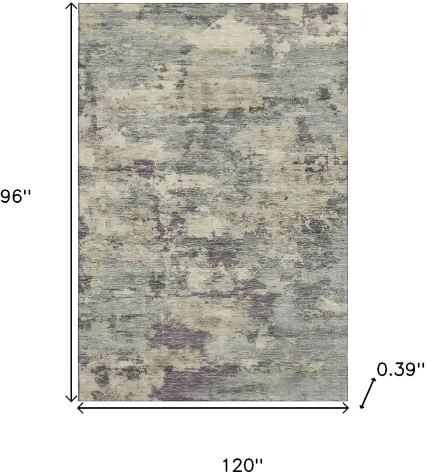 Sage And Gray Abstract Washable Area Rug With UV Protection Photo 9