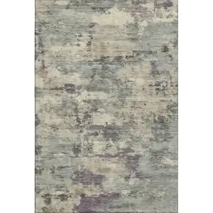 Photo of Sage And Gray Abstract Washable Area Rug With UV Protection