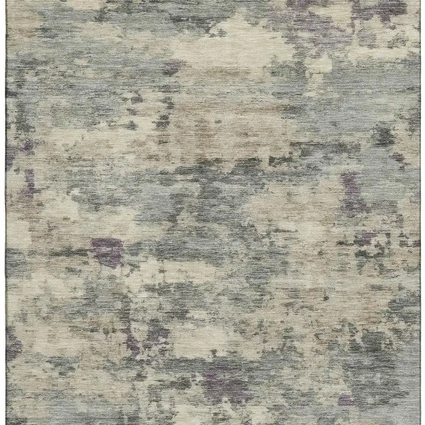 Sage And Gray Abstract Washable Area Rug With UV Protection Photo 4