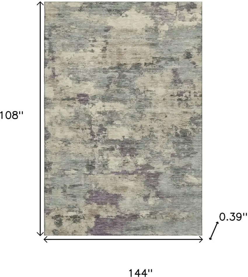 Sage And Gray Abstract Washable Area Rug With UV Protection Photo 9