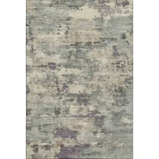 Sage And Gray Abstract Washable Area Rug With UV Protection Photo 1