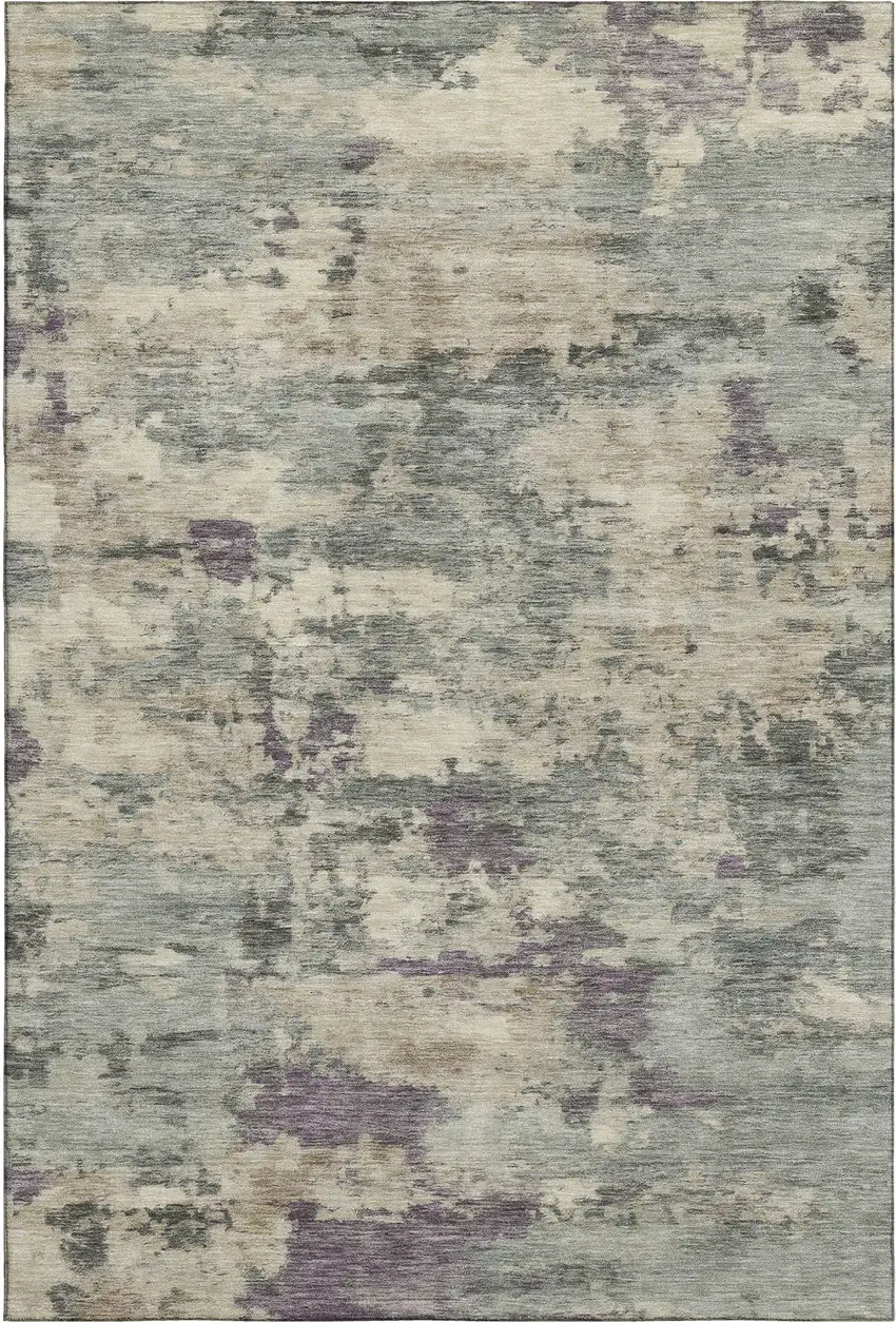 Sage And Gray Abstract Washable Area Rug With UV Protection Photo 1