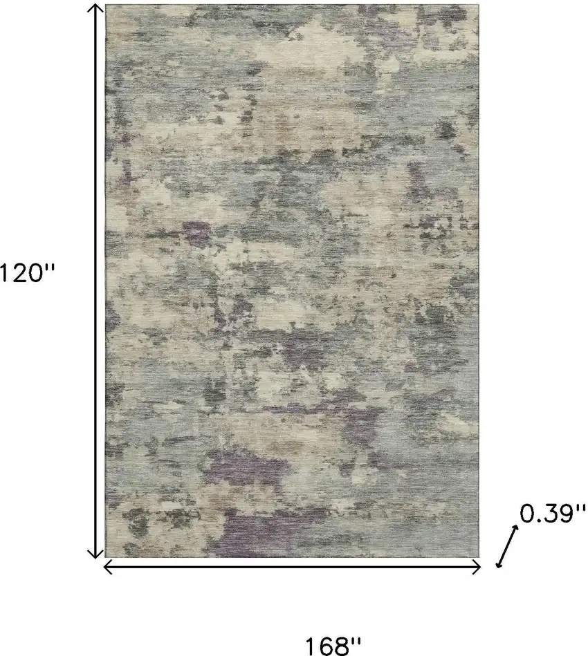 Sage And Gray Abstract Washable Area Rug With UV Protection Photo 9