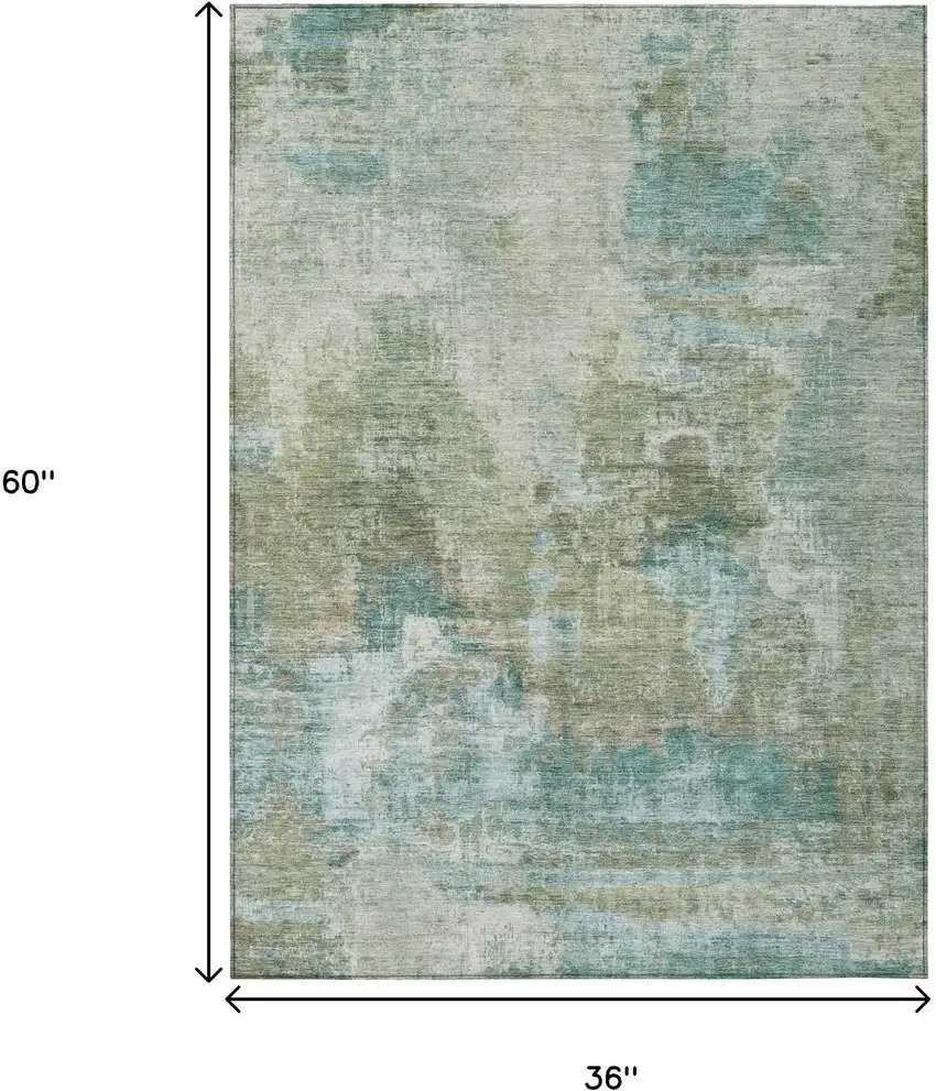 Sage And Gray Abstract Washable Indoor Outdoor Area Rug Photo 3