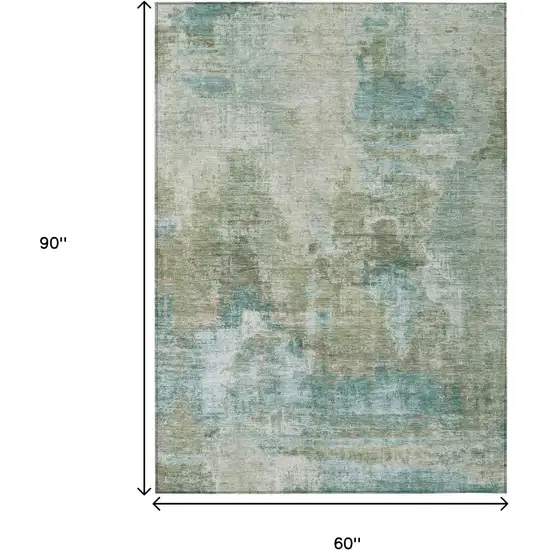 Sage And Gray Abstract Washable Indoor Outdoor Area Rug Photo 3