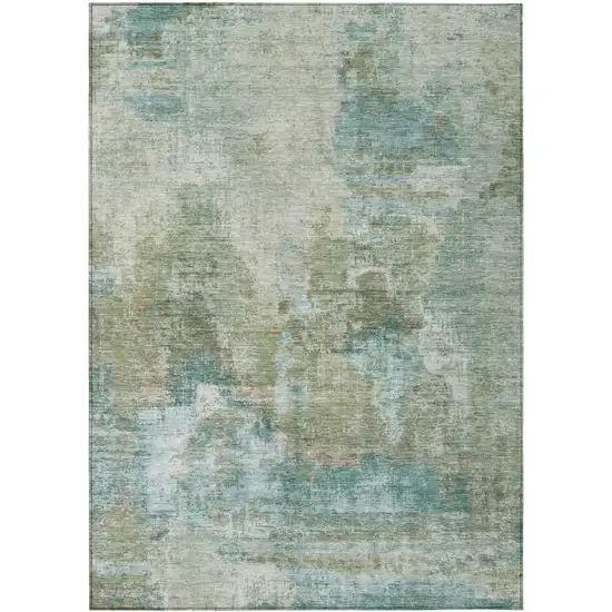 Sage And Gray Abstract Washable Indoor Outdoor Area Rug Photo 2
