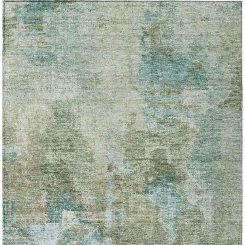 Sage And Gray Abstract Washable Indoor Outdoor Area Rug Photo 4