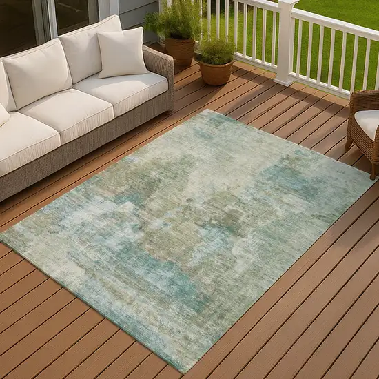 Sage And Gray Abstract Washable Indoor Outdoor Area Rug Photo 7