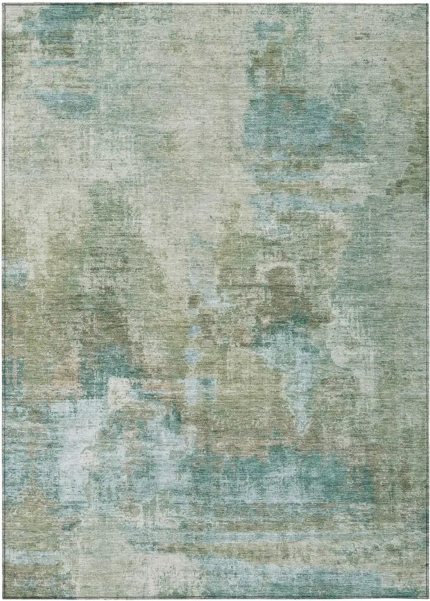 Sage And Gray Abstract Washable Indoor Outdoor Area Rug Photo 2