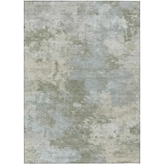 Sage And Gray Abstract Washable Indoor Outdoor Area Rug Photo 1