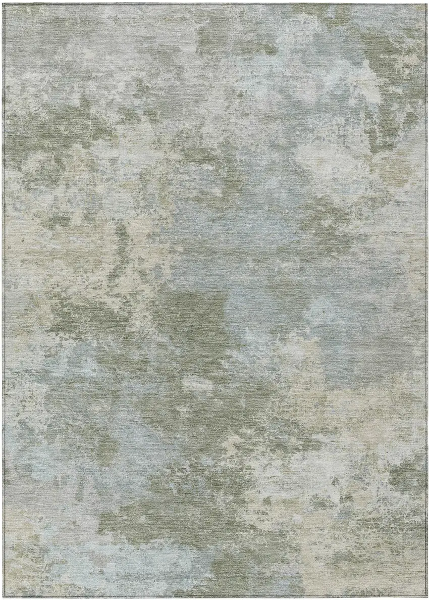 Sage And Gray Abstract Washable Indoor Outdoor Area Rug Photo 1