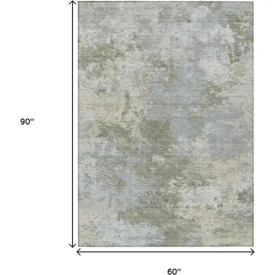 Sage And Gray Abstract Washable Indoor Outdoor Area Rug Photo 7