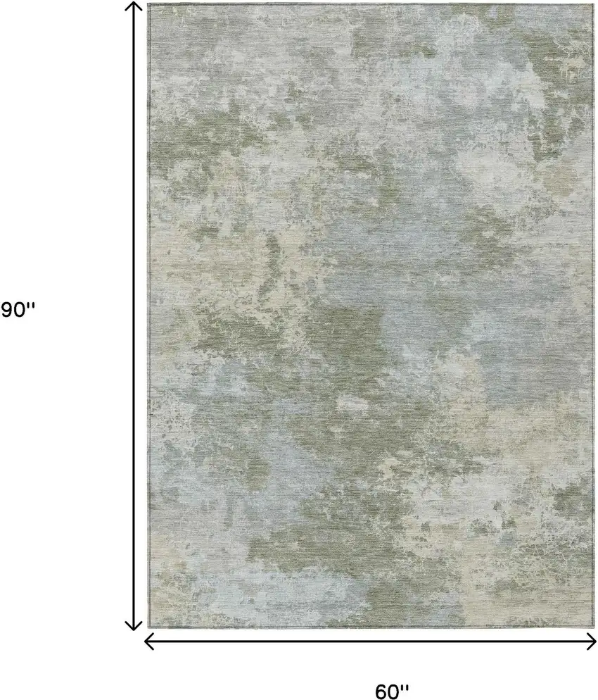Sage And Gray Abstract Washable Indoor Outdoor Area Rug Photo 7
