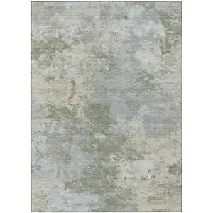 Photo of Sage And Gray Abstract Washable Indoor Outdoor Area Rug