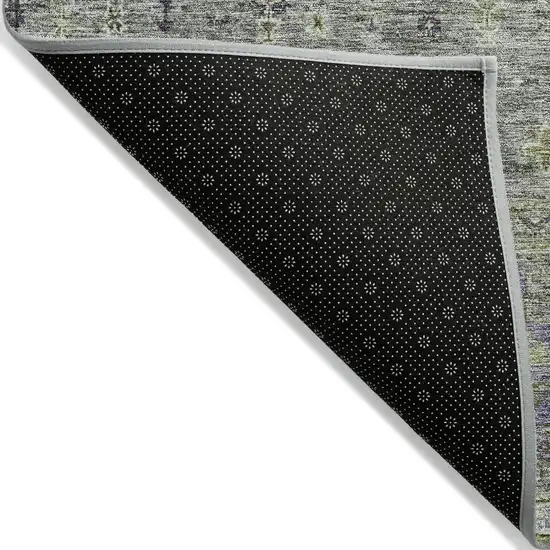 Sage And Gray Floral Washable Indoor Outdoor Area Rug Photo 4