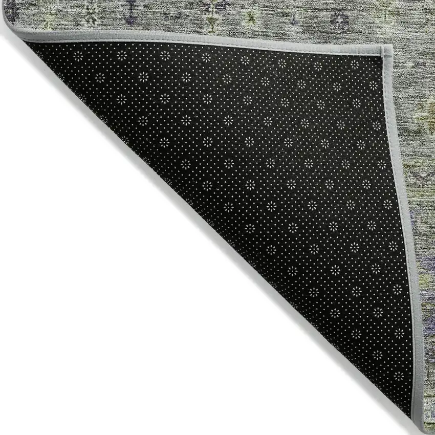 Sage And Gray Floral Washable Indoor Outdoor Area Rug Photo 4