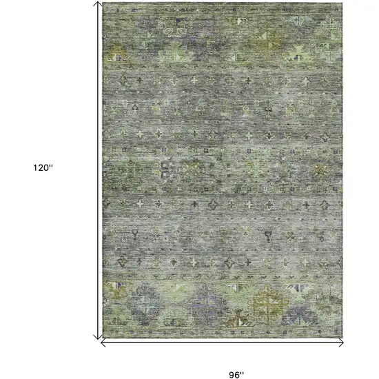 Sage And Gray Floral Washable Indoor Outdoor Area Rug Photo 3