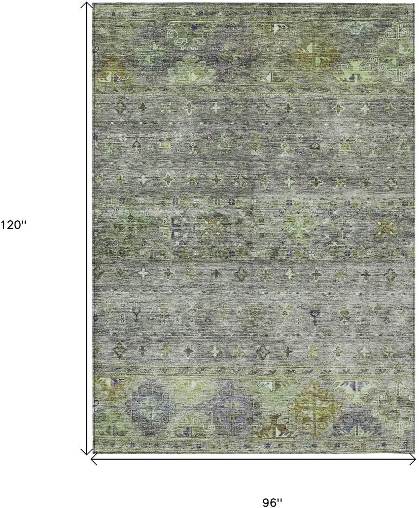 Sage And Gray Floral Washable Indoor Outdoor Area Rug Photo 3