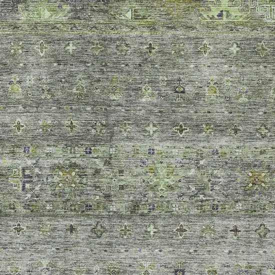 Sage And Gray Floral Washable Indoor Outdoor Area Rug Photo 6