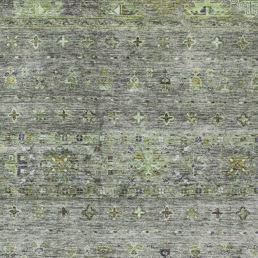Sage And Gray Floral Washable Indoor Outdoor Area Rug Photo 6