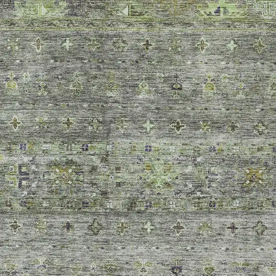 Sage And Gray Floral Washable Indoor Outdoor Area Rug Photo 6