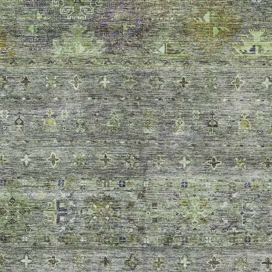 Sage And Gray Floral Washable Indoor Outdoor Area Rug Photo 6