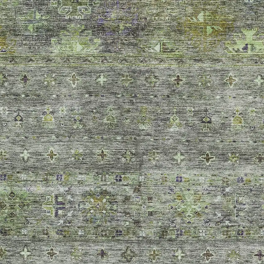 Sage And Gray Floral Washable Indoor Outdoor Area Rug Photo 6