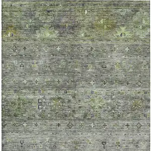 Photo of Sage And Gray Floral Washable Indoor Outdoor Area Rug