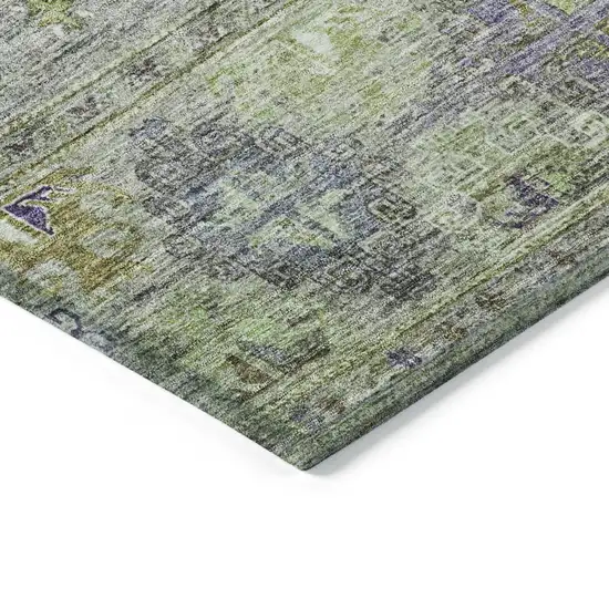 Sage And Gray Floral Washable Indoor Outdoor Area Rug Photo 5