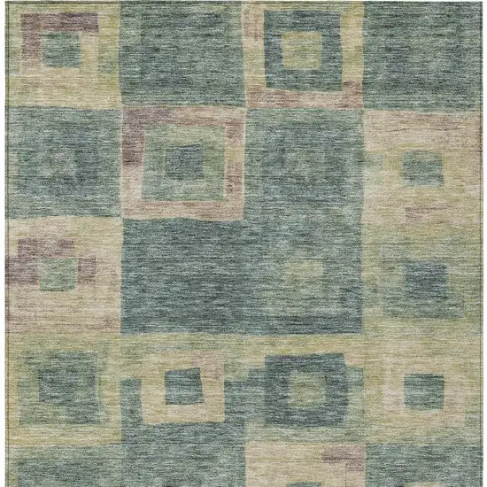 Sage And Gray Geometric Washable Indoor Outdoor Area Rug Photo 6