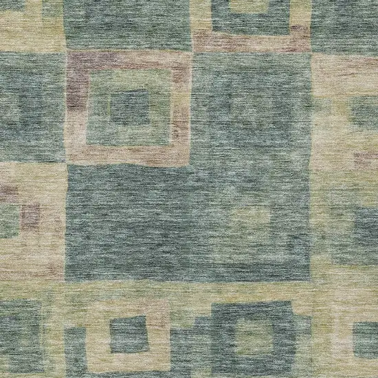 Sage And Gray Geometric Washable Indoor Outdoor Area Rug Photo 5
