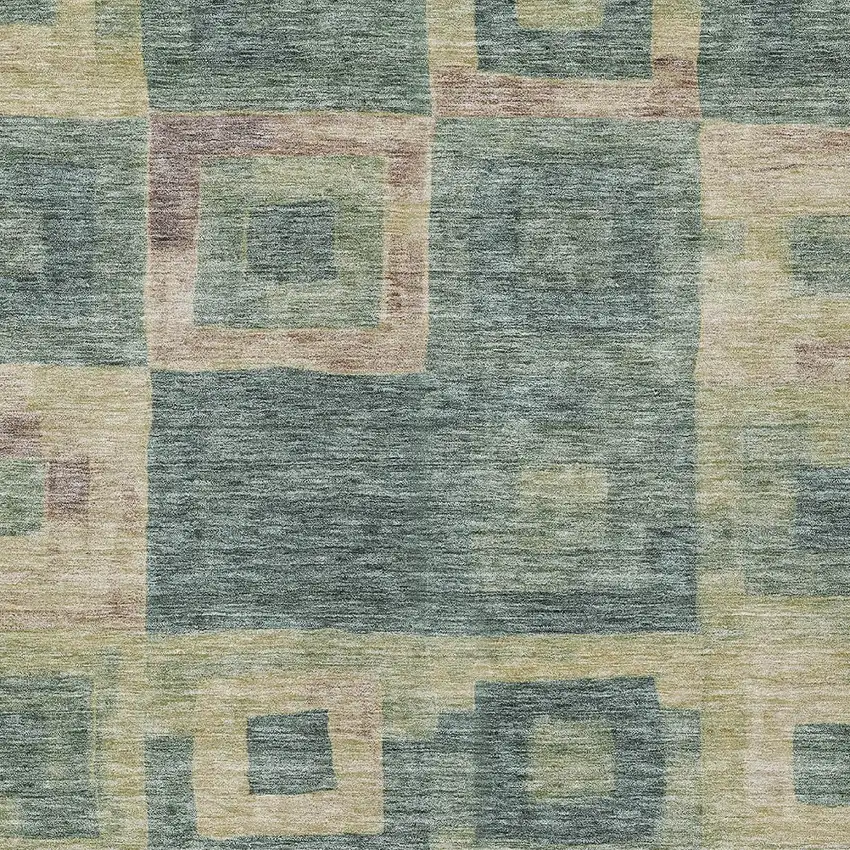 Sage And Gray Geometric Washable Indoor Outdoor Area Rug Photo 5