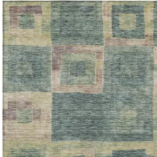 Sage And Gray Geometric Washable Indoor Outdoor Area Rug Photo 5
