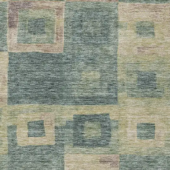 Sage And Gray Geometric Washable Indoor Outdoor Area Rug Photo 5