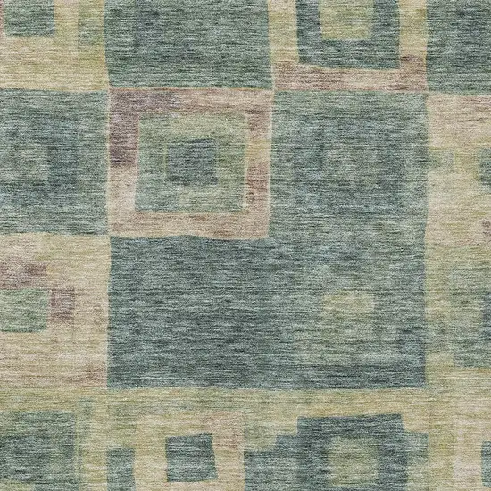 Sage And Gray Geometric Washable Indoor Outdoor Area Rug Photo 5