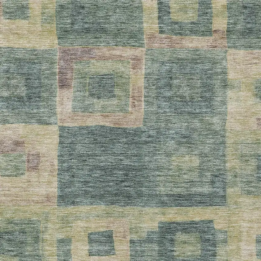 Sage And Gray Geometric Washable Indoor Outdoor Area Rug Photo 5